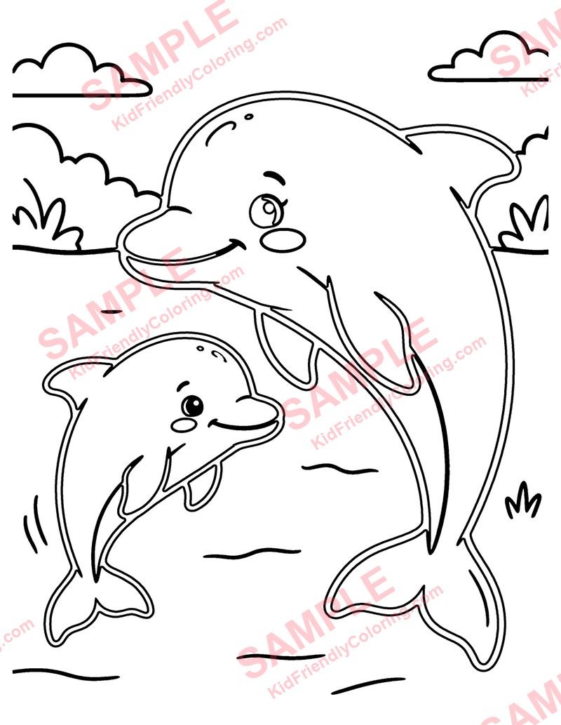 Baby Dolphin coloring page preview