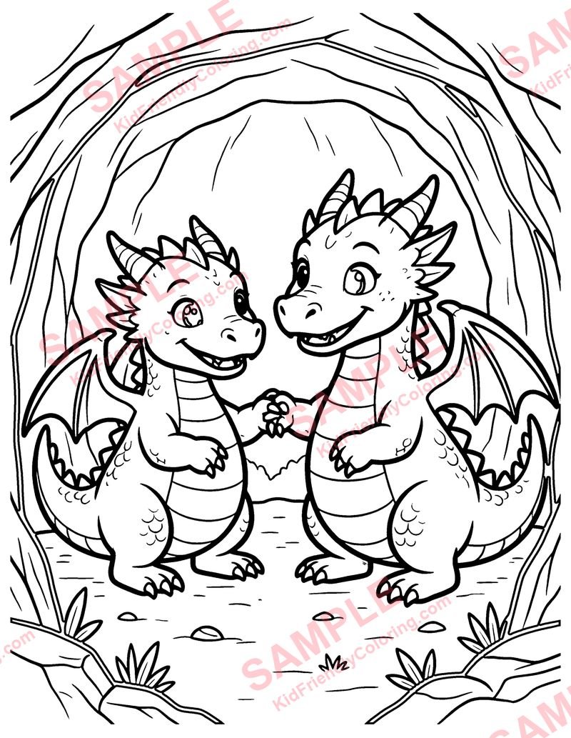 Baby Dragons coloring page preview