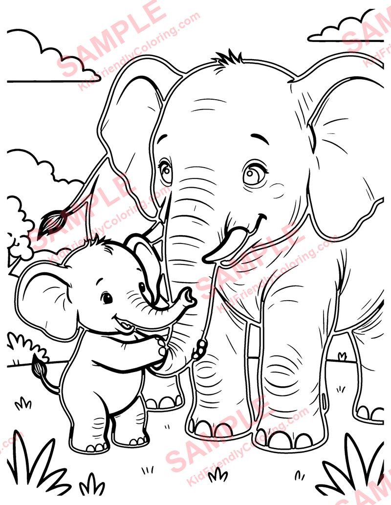 Baby Elephant coloring page preview