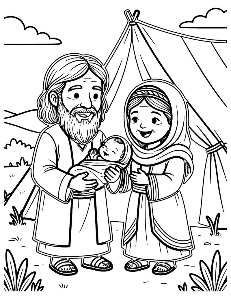 Baby Isaac Is Born coloring page preview