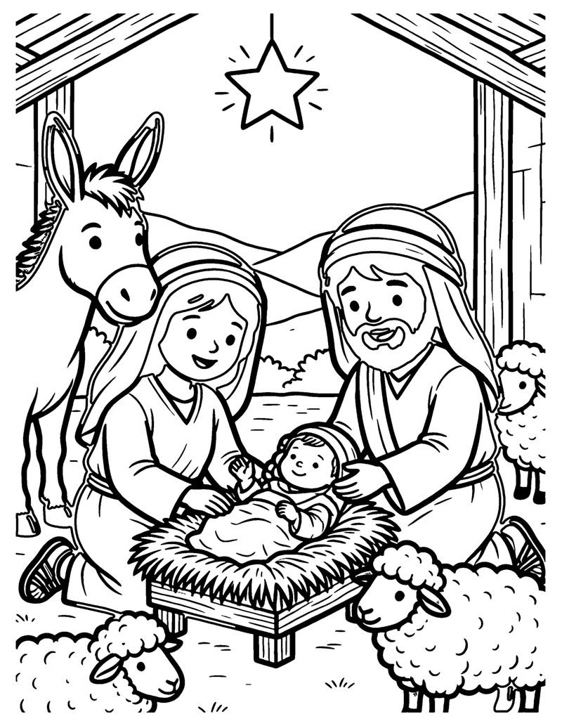 Baby Jesus in the Manger coloring page preview