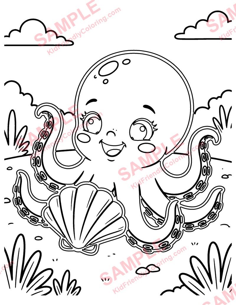 Baby Octopus coloring page preview