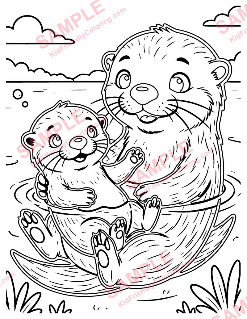 Baby Otter coloring page preview