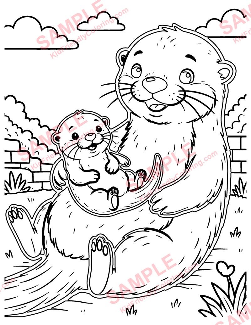 Baby Otter coloring page preview