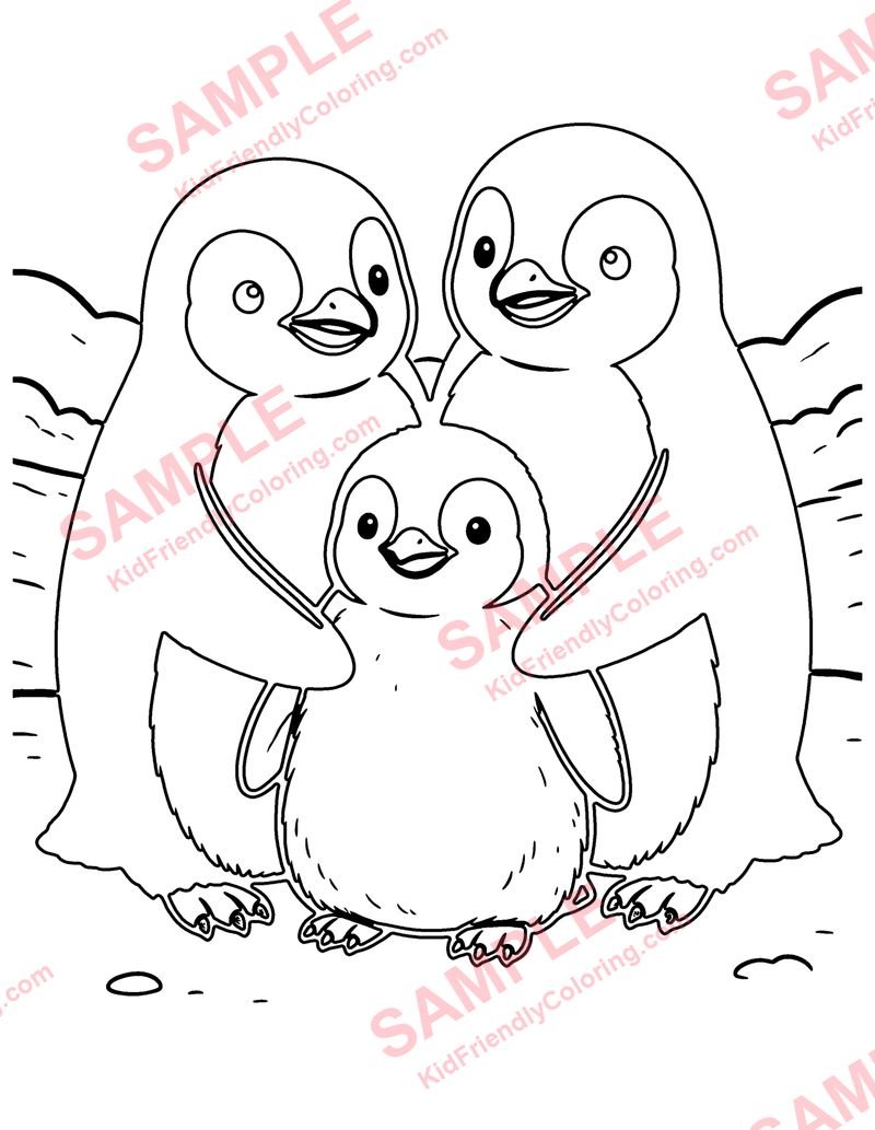 Baby Penguins coloring page preview