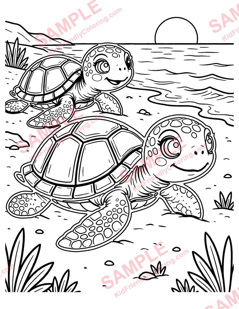 Baby Sea Turtles coloring page preview
