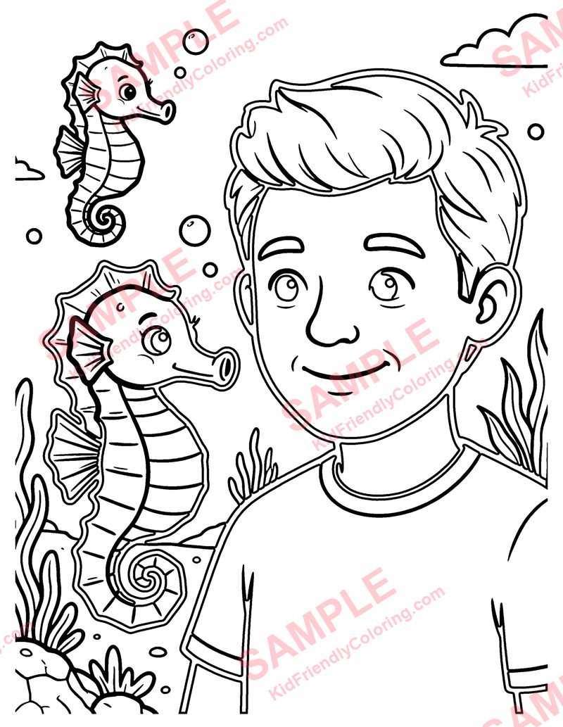 Baby Seahorses coloring page preview