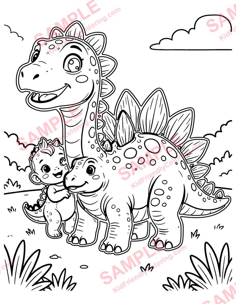 Baby Stegosaurus coloring page preview