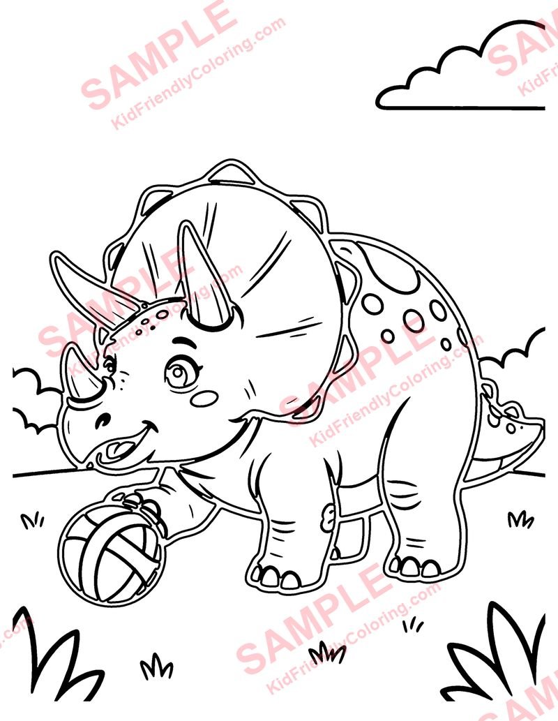 Baby Triceratops coloring page preview