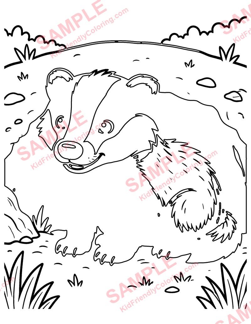 Badger coloring page preview