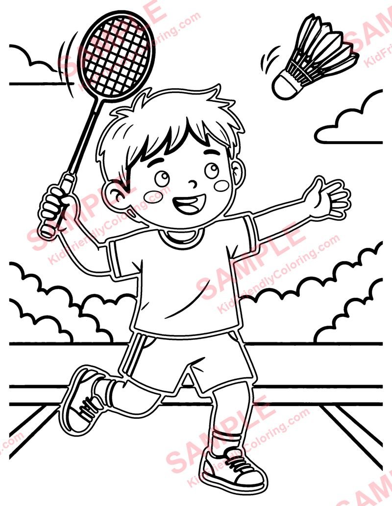 Badminton Birdie coloring page preview