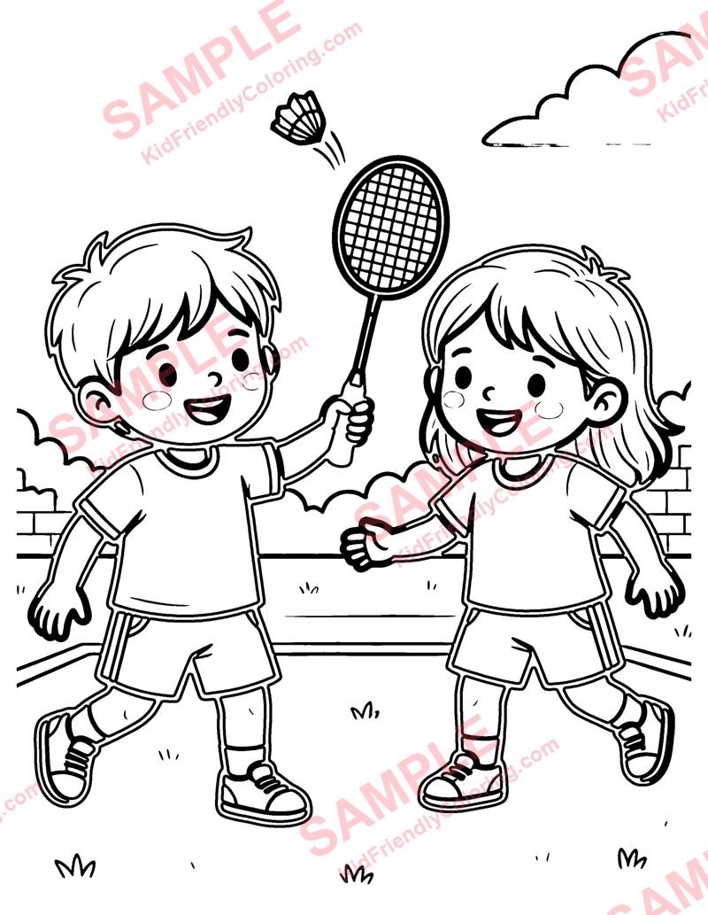 Badminton coloring page preview