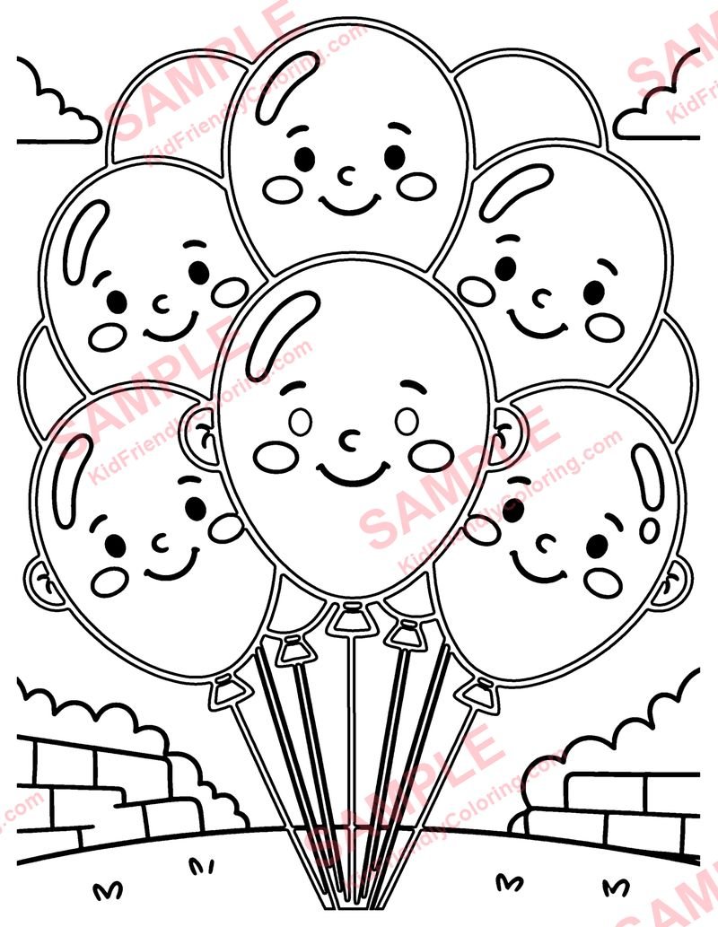 Balloons coloring page preview