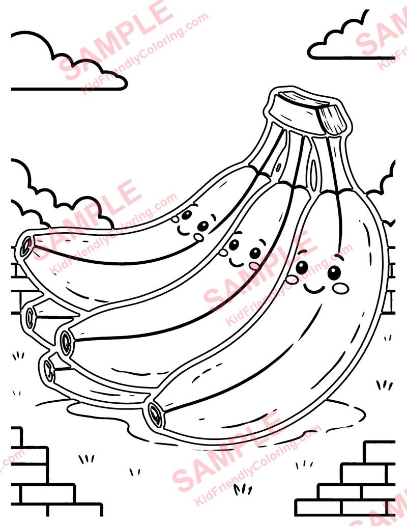 Bananas coloring page preview