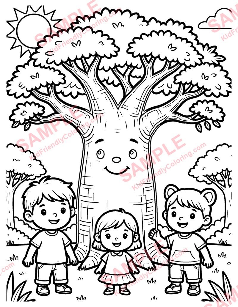 Baobab Tree coloring page preview