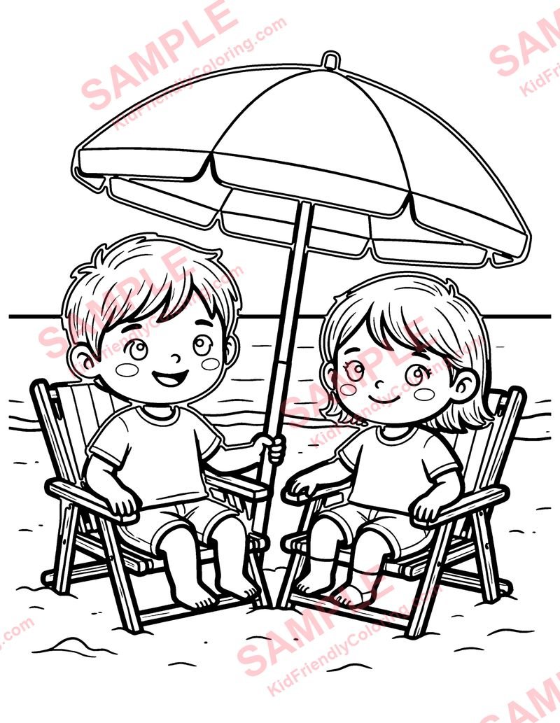 Beach Umbrella coloring page preview