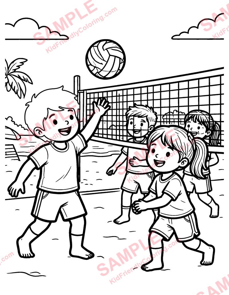 Beach Volleyball coloring page preview