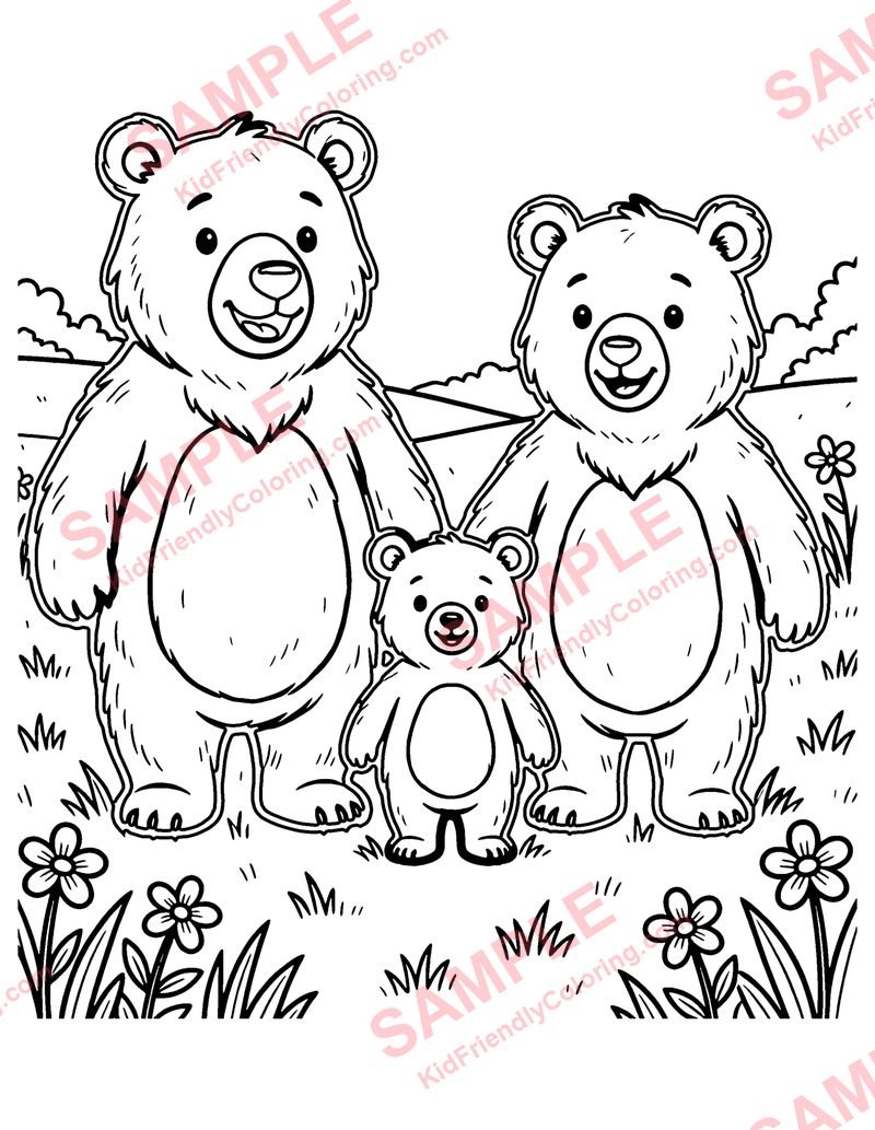 Bear Family coloring page preview