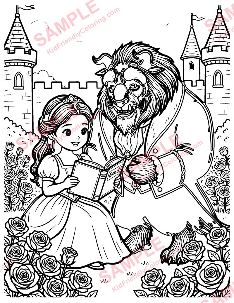 Beauty and the Beast coloring page preview