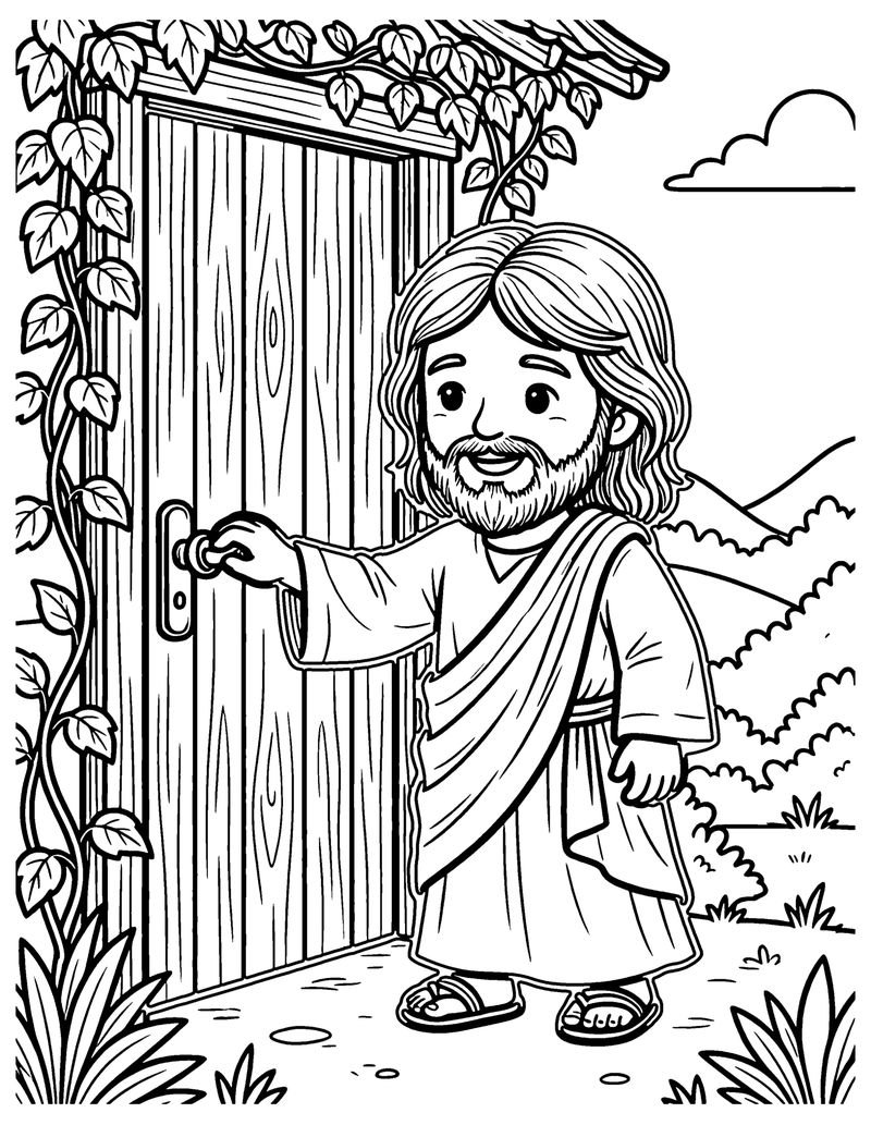 Behold, I Stand at the Door coloring page preview