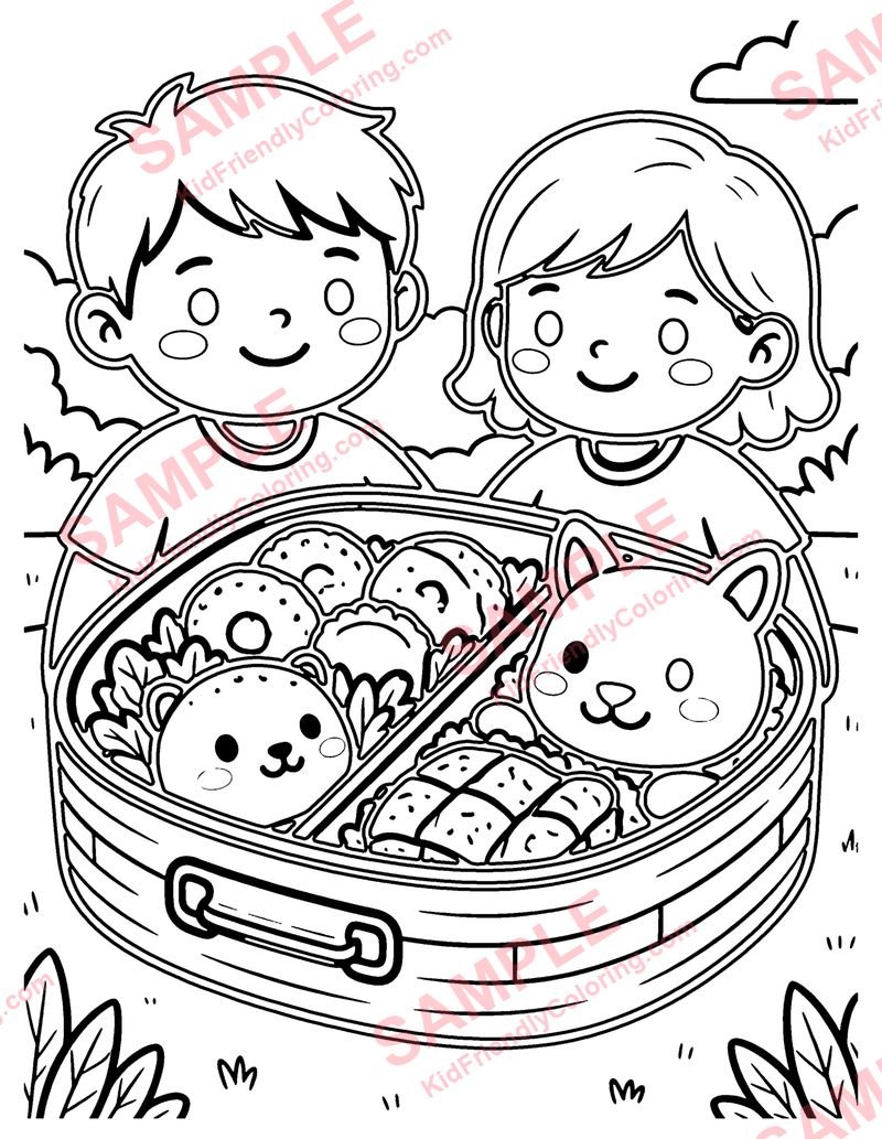 Bento Box coloring page preview