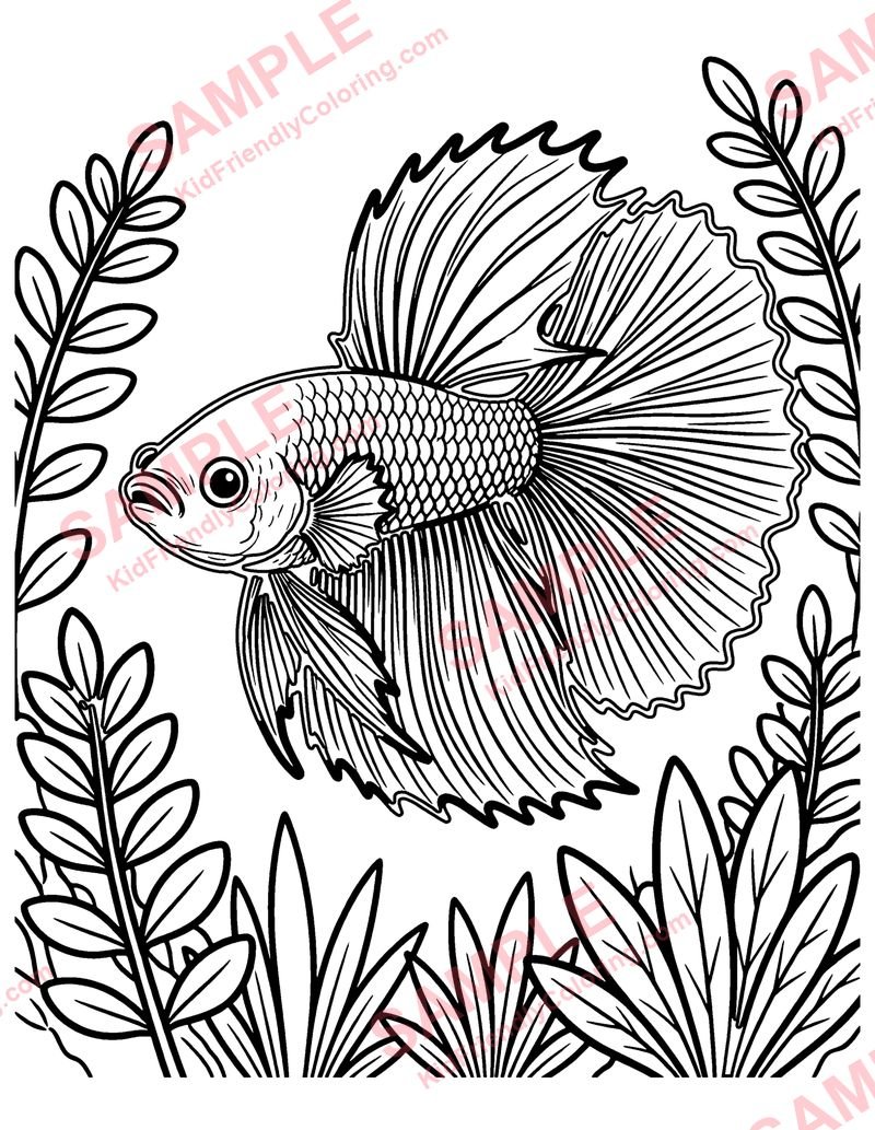 Betta Fish coloring page preview