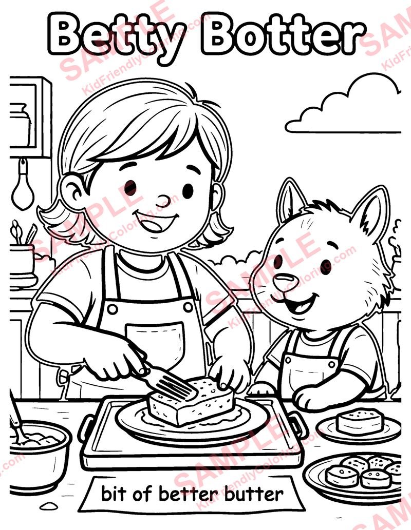 Betty Botter coloring page preview