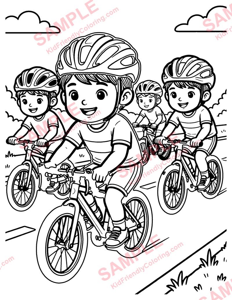 Bicycle Race coloring page preview