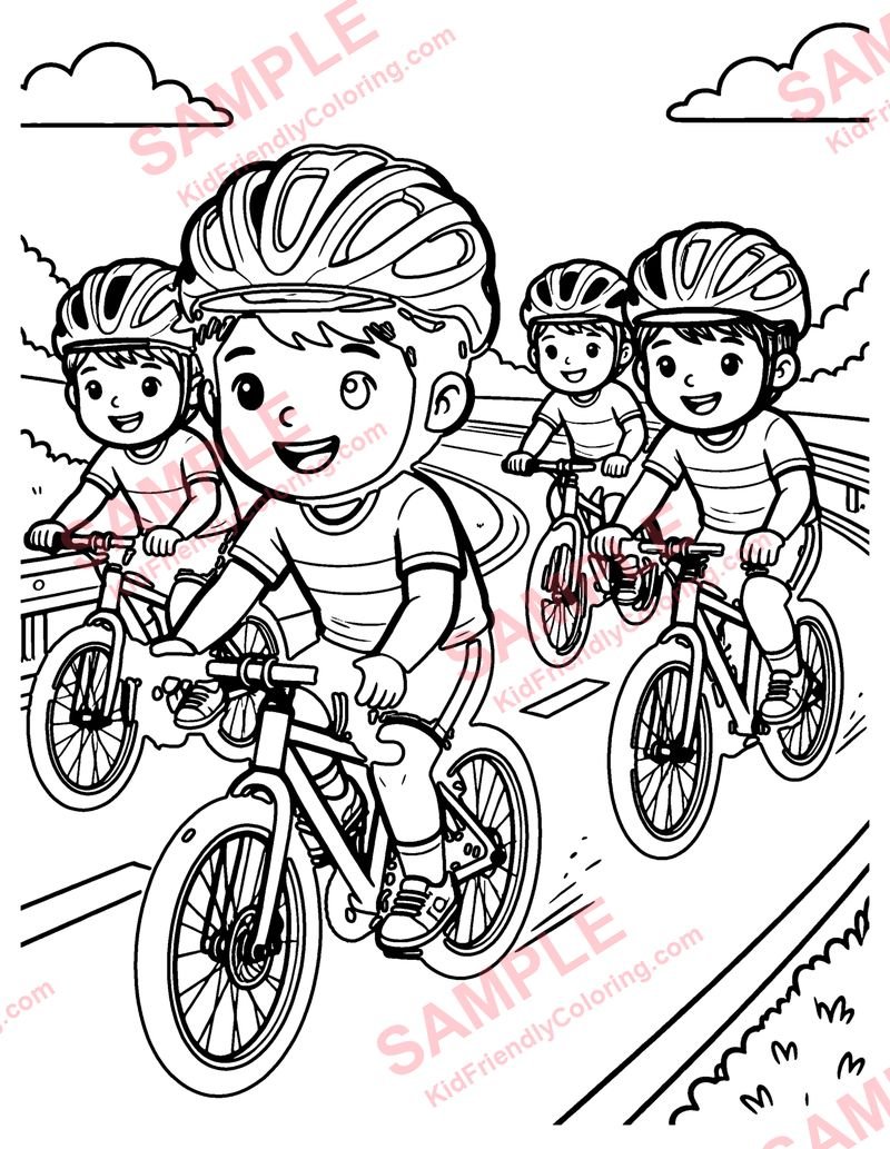 Bicycle Race coloring page preview