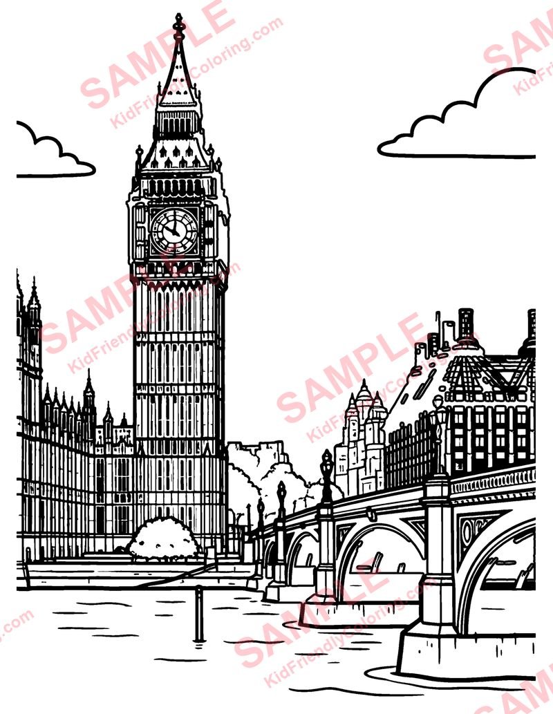 Big Ben coloring page preview