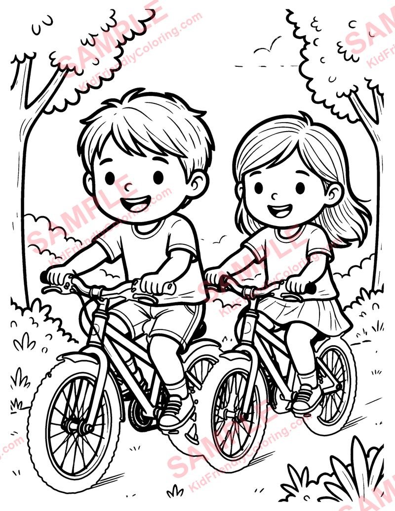 Bike Ride coloring page preview