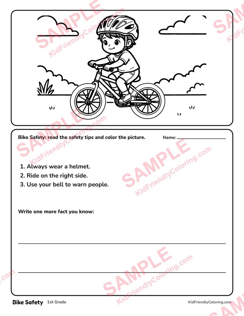 Bike Safety coloring page preview