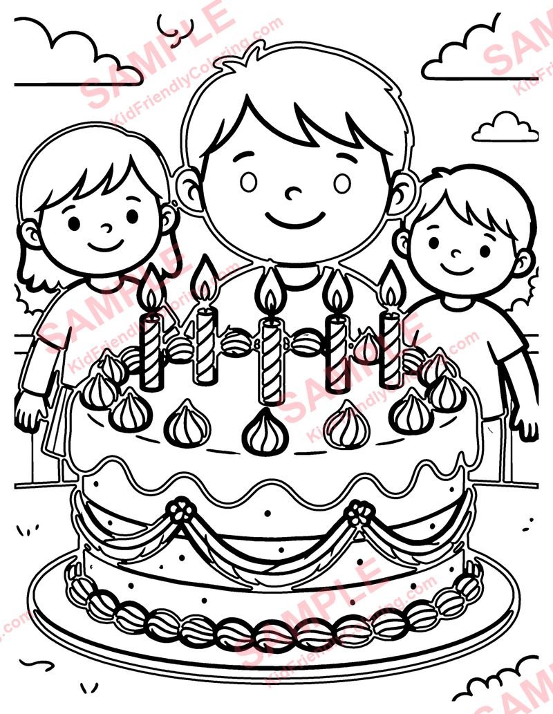 Birthday Cake coloring page preview