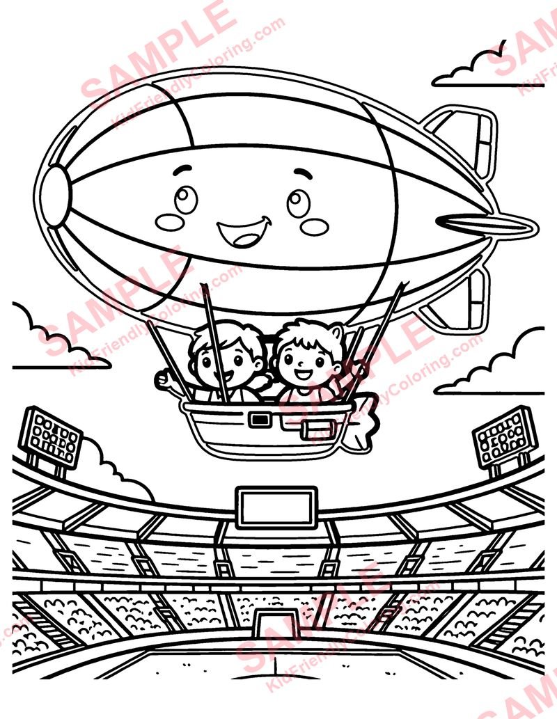 Blimp coloring page preview