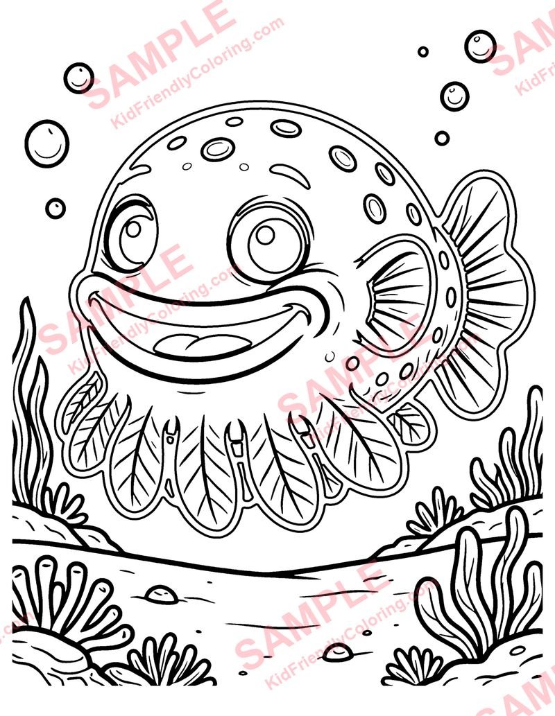 Blobfish coloring page preview