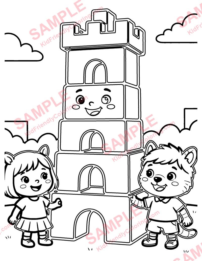 Block Tower coloring page preview