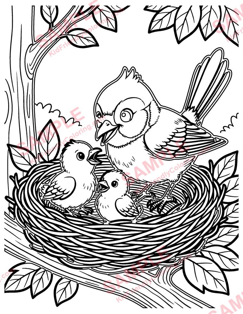 Bluebird Nest coloring page preview