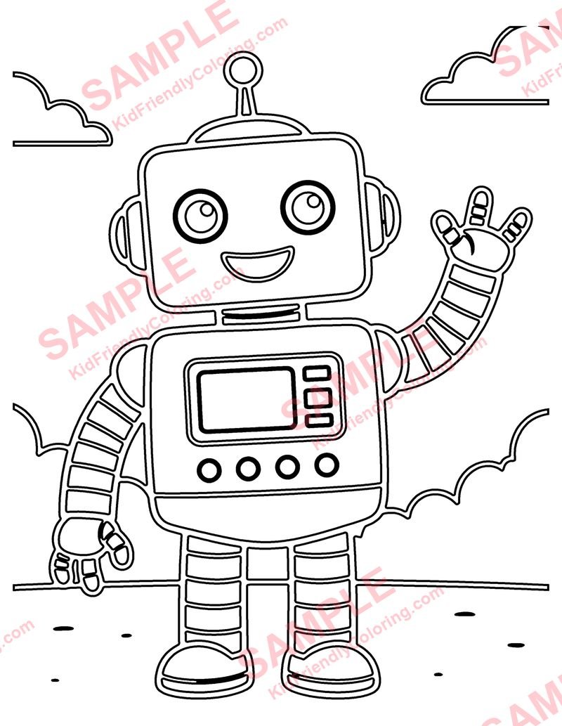 Boxy Bot coloring page preview
