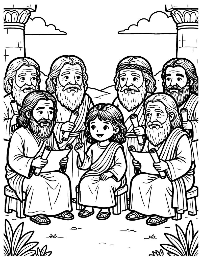Boy Jesus in the Temple coloring page preview