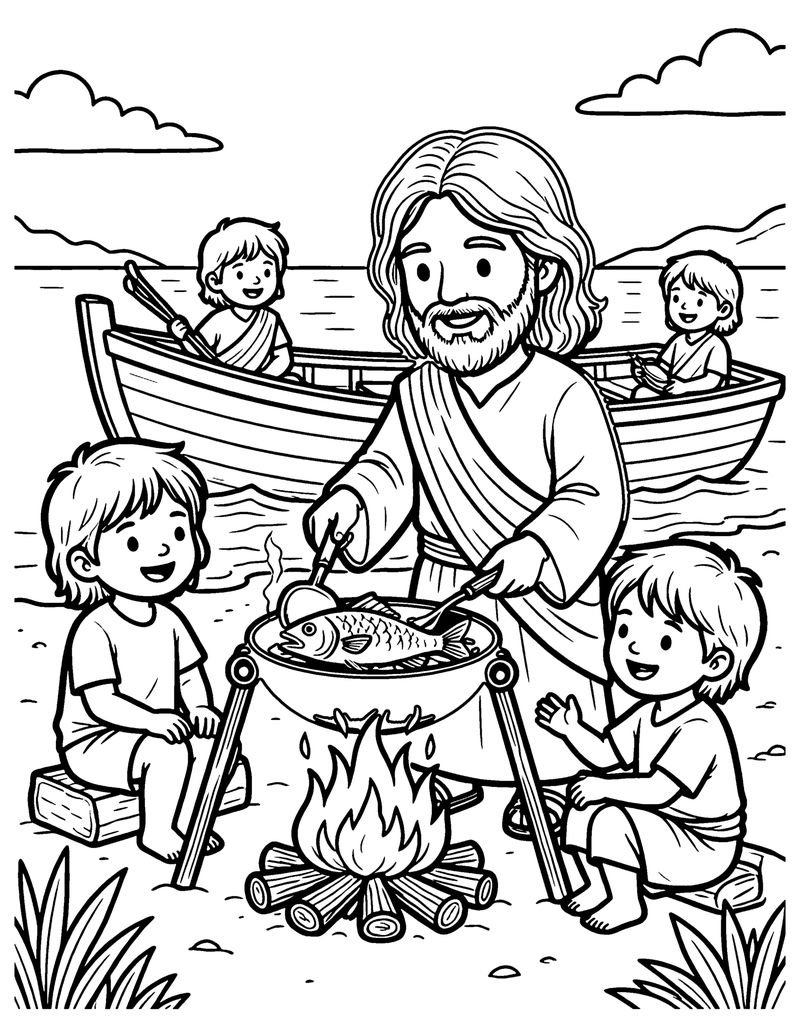 Breakfast by the Sea coloring page preview