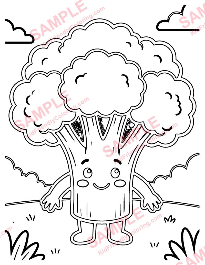 Broccoli coloring page preview