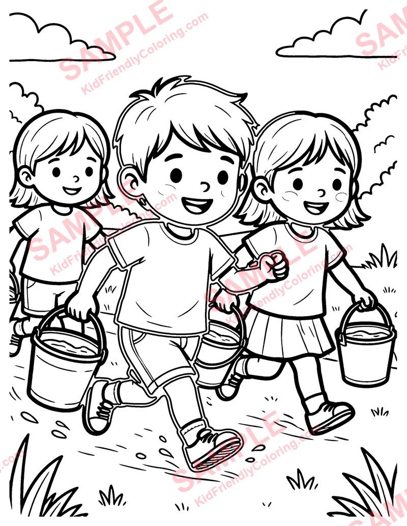 Bucket Relay coloring page preview