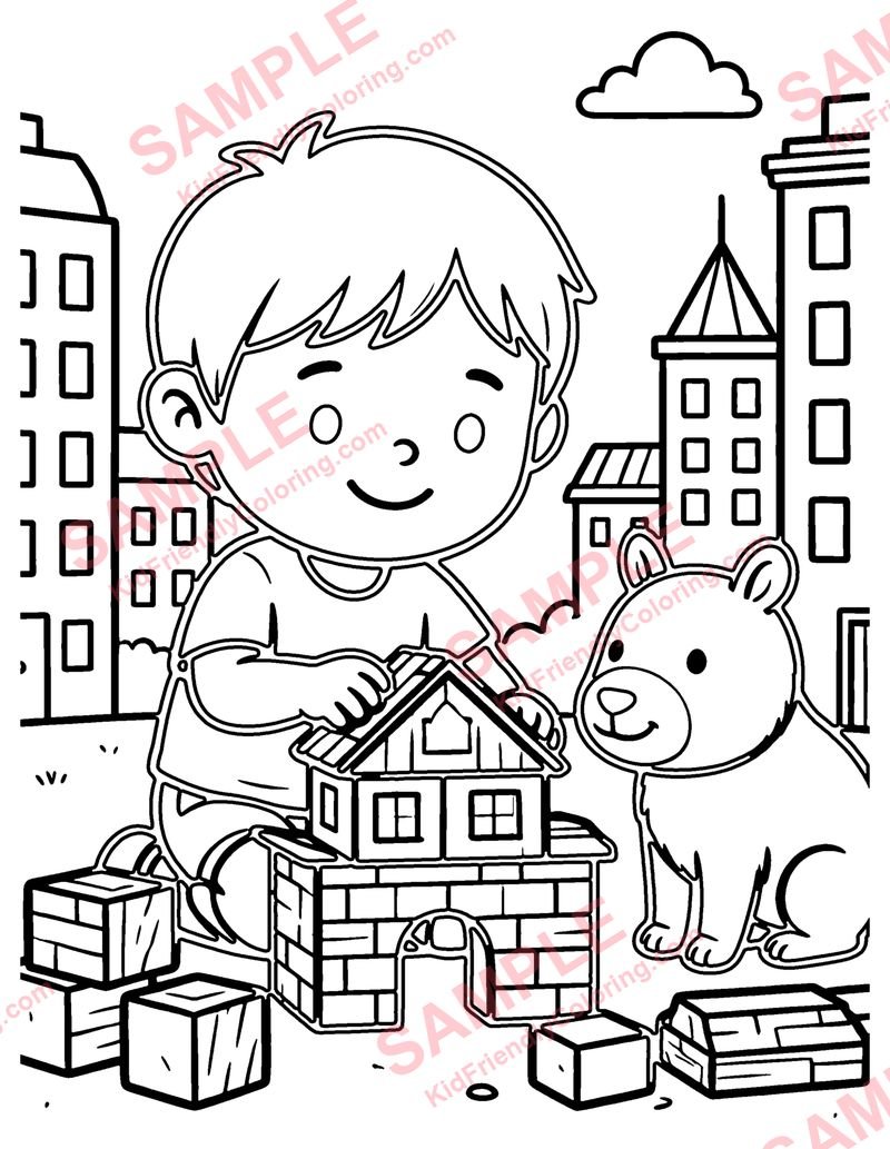 Builder Kid coloring page preview