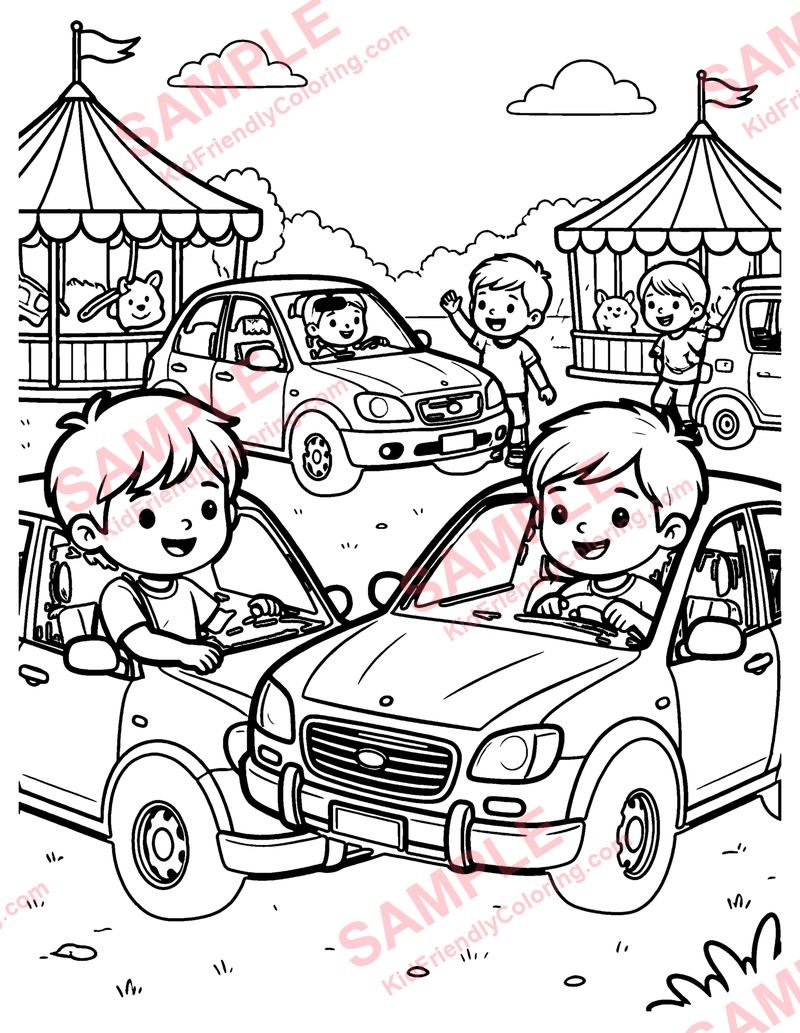 Bumper Cars coloring page preview