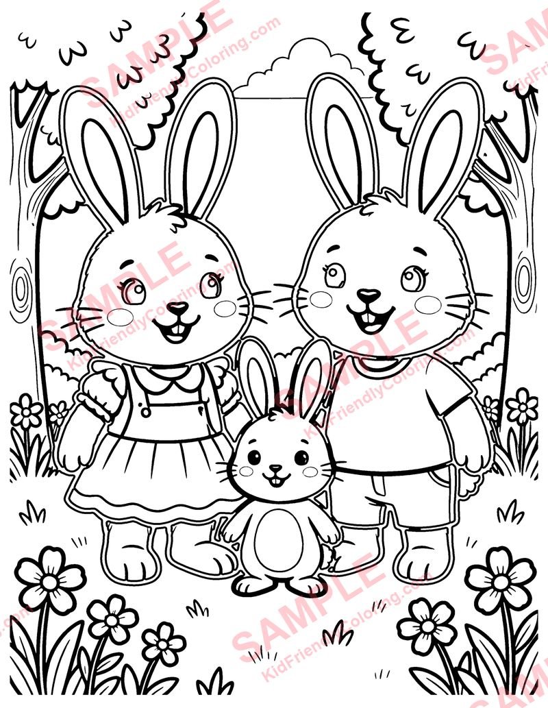 Bunny Family coloring page preview