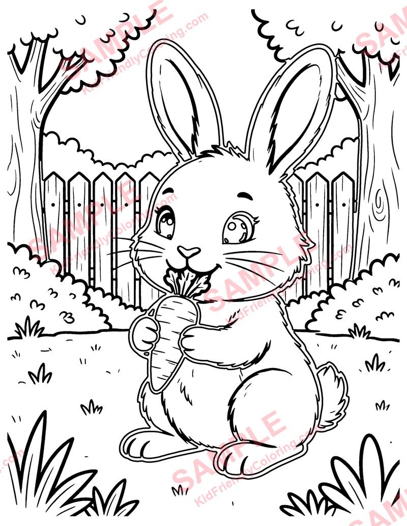 Bunny in the Garden coloring page preview