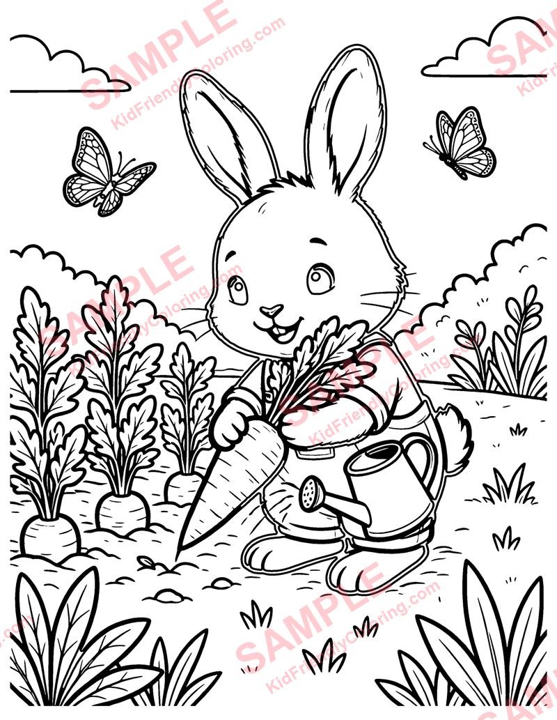 Bunny's Garden coloring page preview