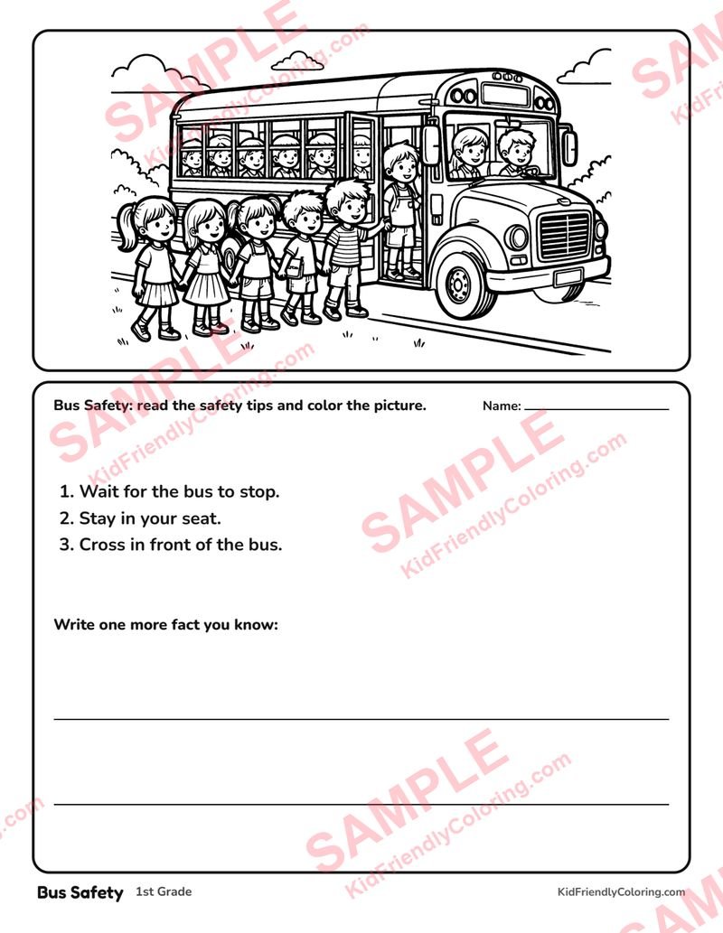 Bus Safety coloring page preview