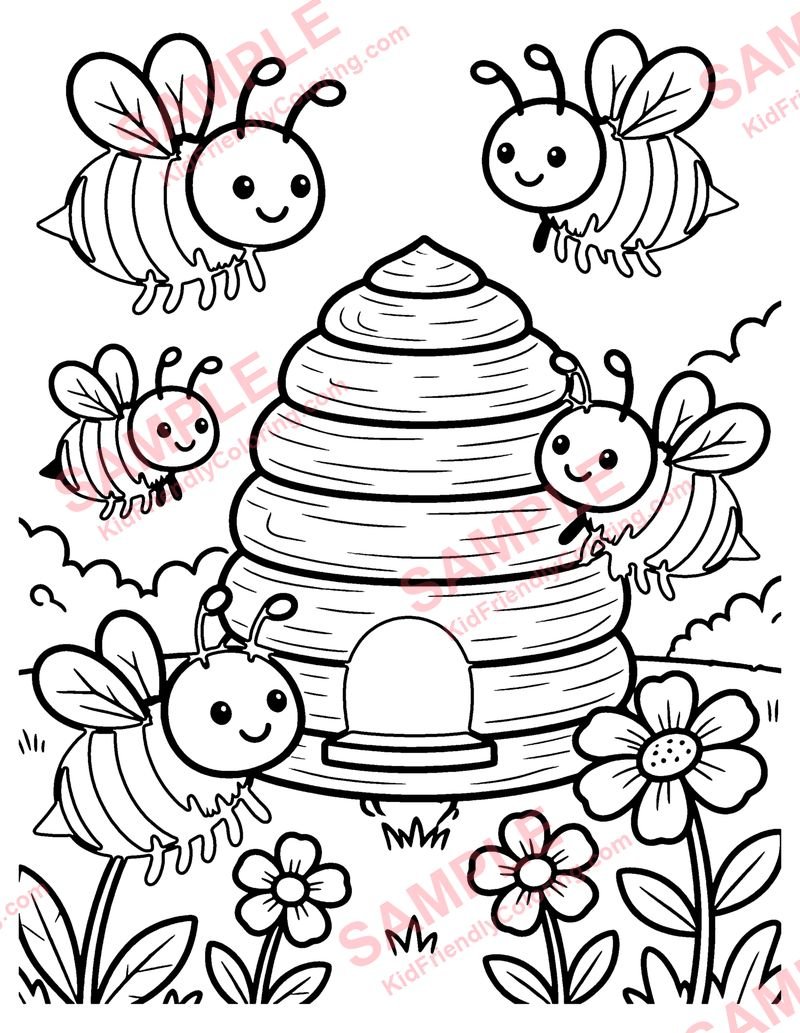 Busy Bees coloring page preview