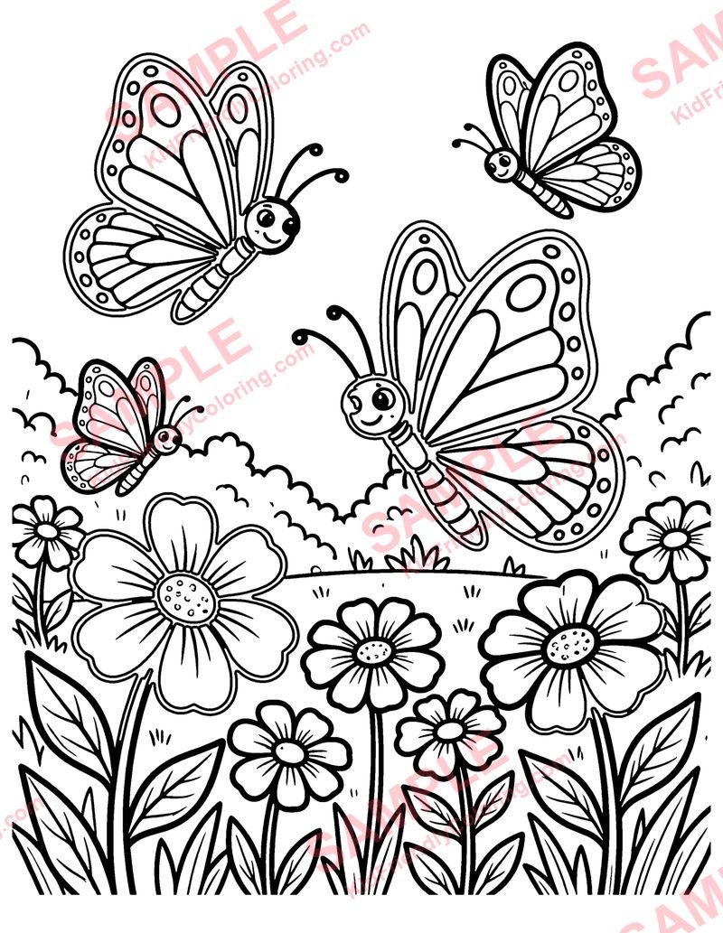 Butterfly Garden coloring page preview